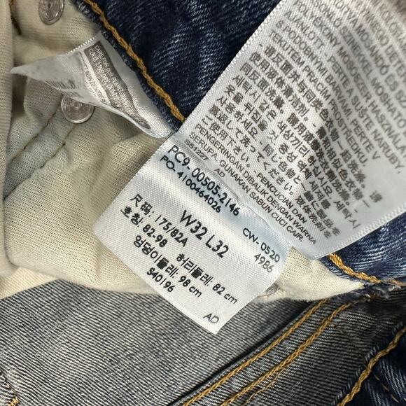 Levis 505 Mid Wash Blue Mens 32x32 Regular Straight Leg Stretch Jeans Red Tab - Picture 5 of 13